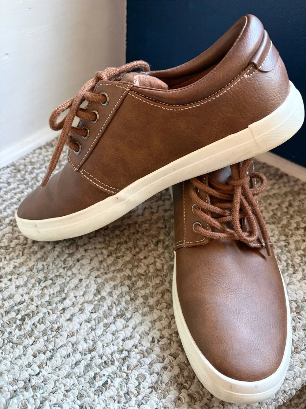 Goodfellow & Co Brown Lace-Up Boat Shoes with White Sole